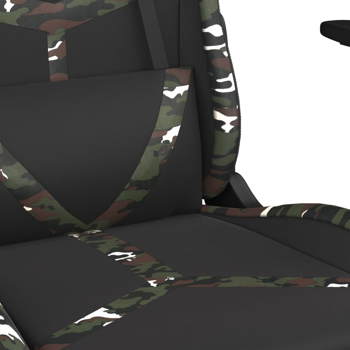 Gamestoel met voetensteun kunstleer zwart en camouflage