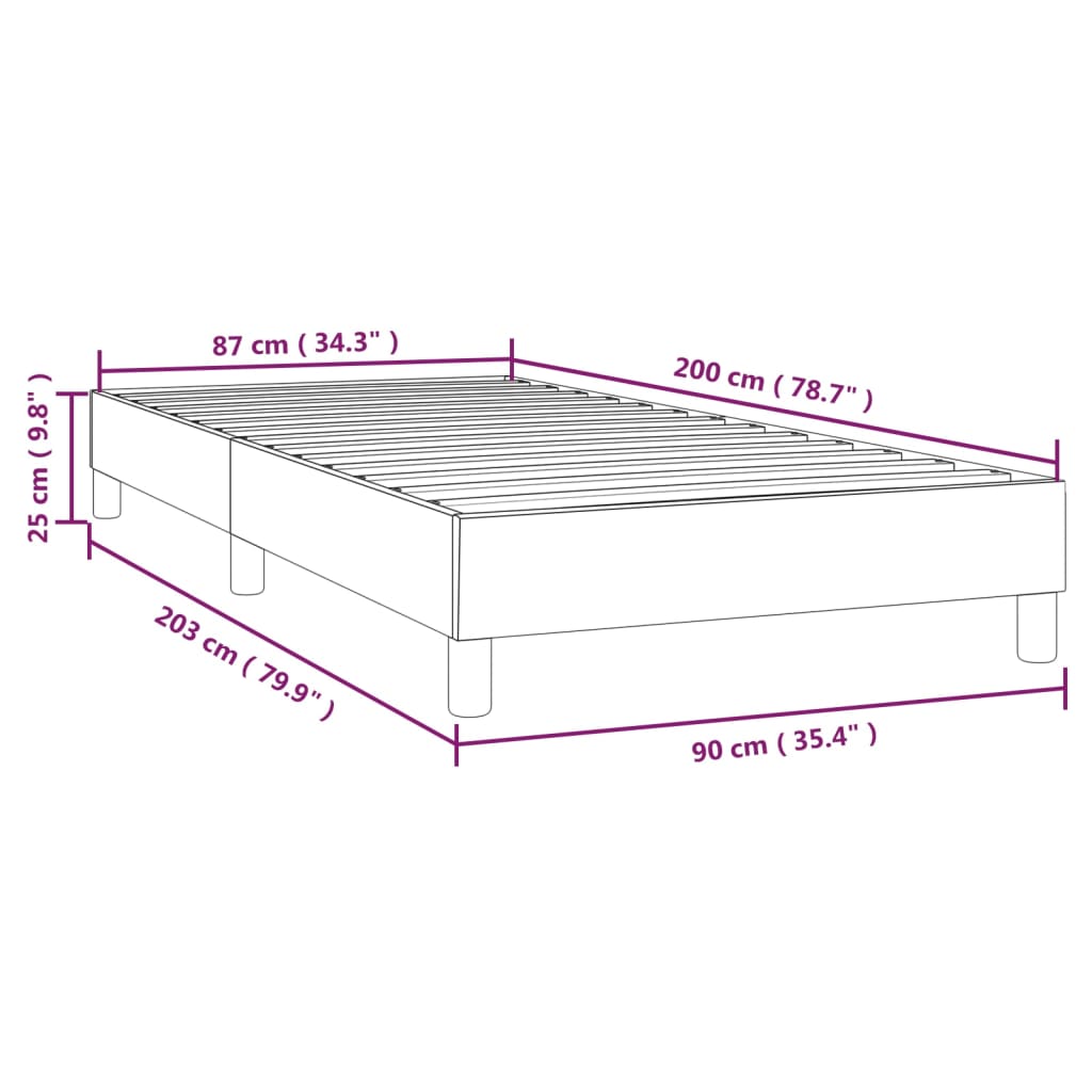 Boxspringframe stof donkerbruin 90x200 cm