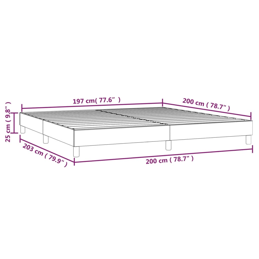 Boxspringframe stof lichtgrijs 200x200 cm