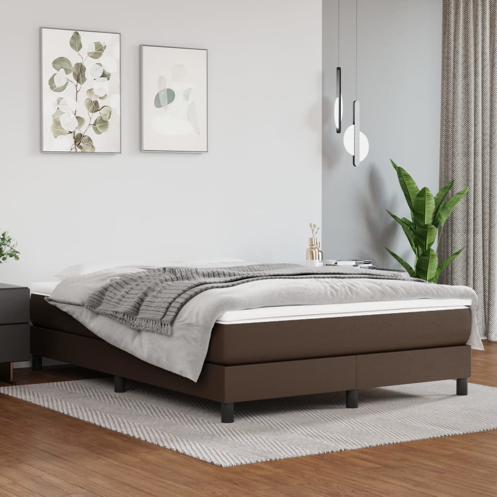 Boxspringframe kunstleer bruin 140x200 cm