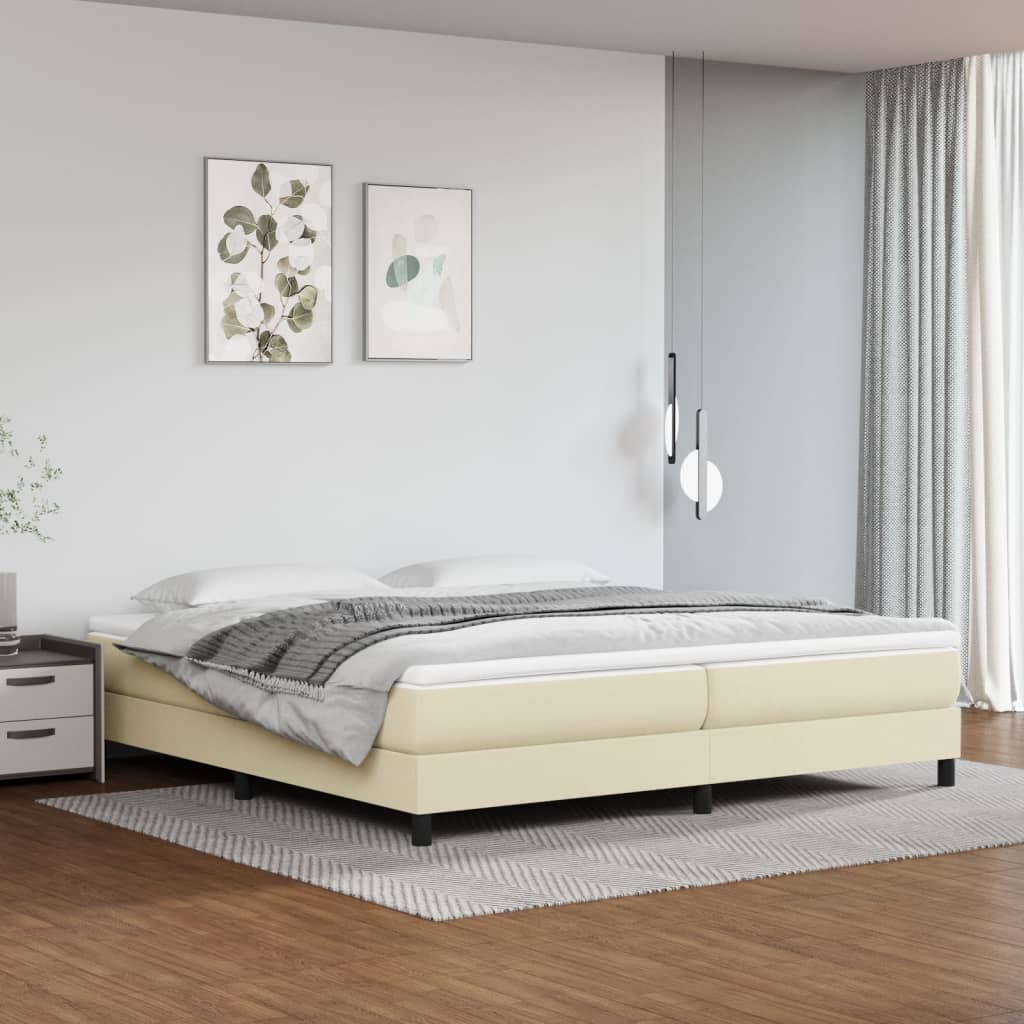 Boxspringframe kunstleer crèmekleurig 200x200 cm