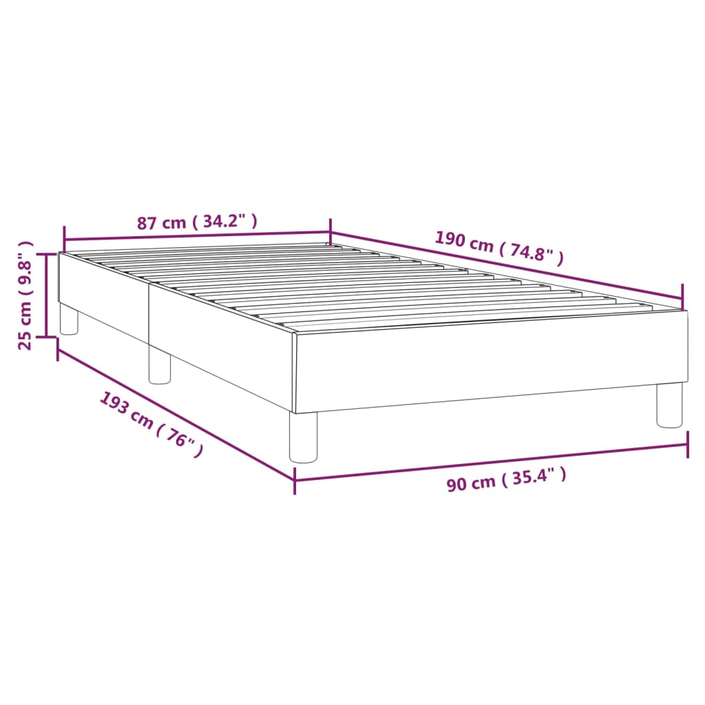 Boxspringframe fluweel donkergrijs 90x190 cm