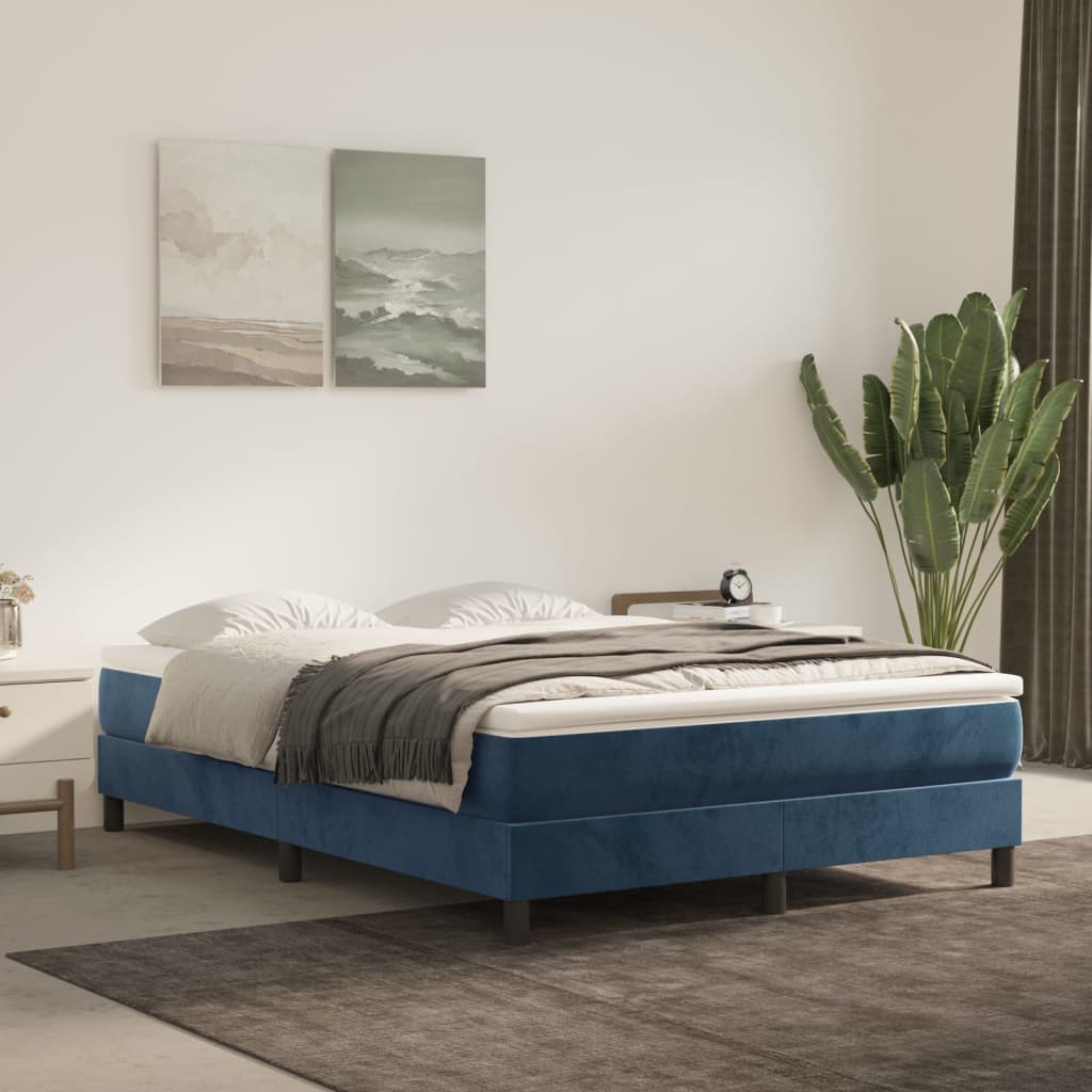 Boxspringframe fluweel donkerblauw 140x190 cm