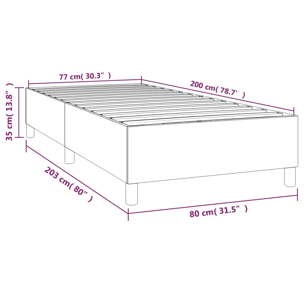 Boxspringframe stof donkergrijs 80x200 cm