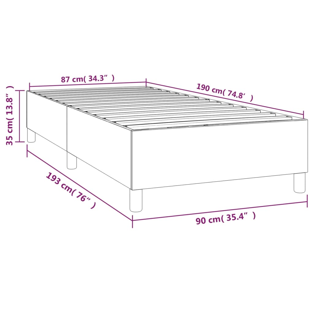 Boxspringframe stof donkergrijs 90x190 cm