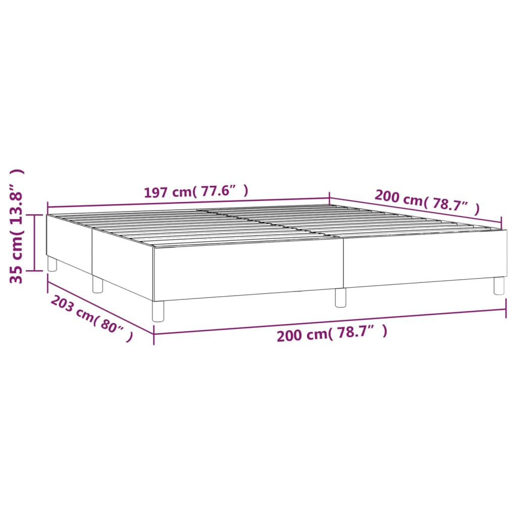 Boxspringframe stof lichtgrijs 200x200 cm