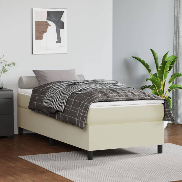 Boxspringframe kunstleer crèmekleurig 90x190 cm