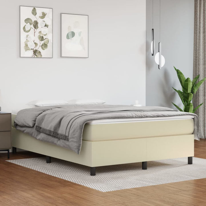 Boxspringframe kunstleer crèmekleurig 140x200 cm