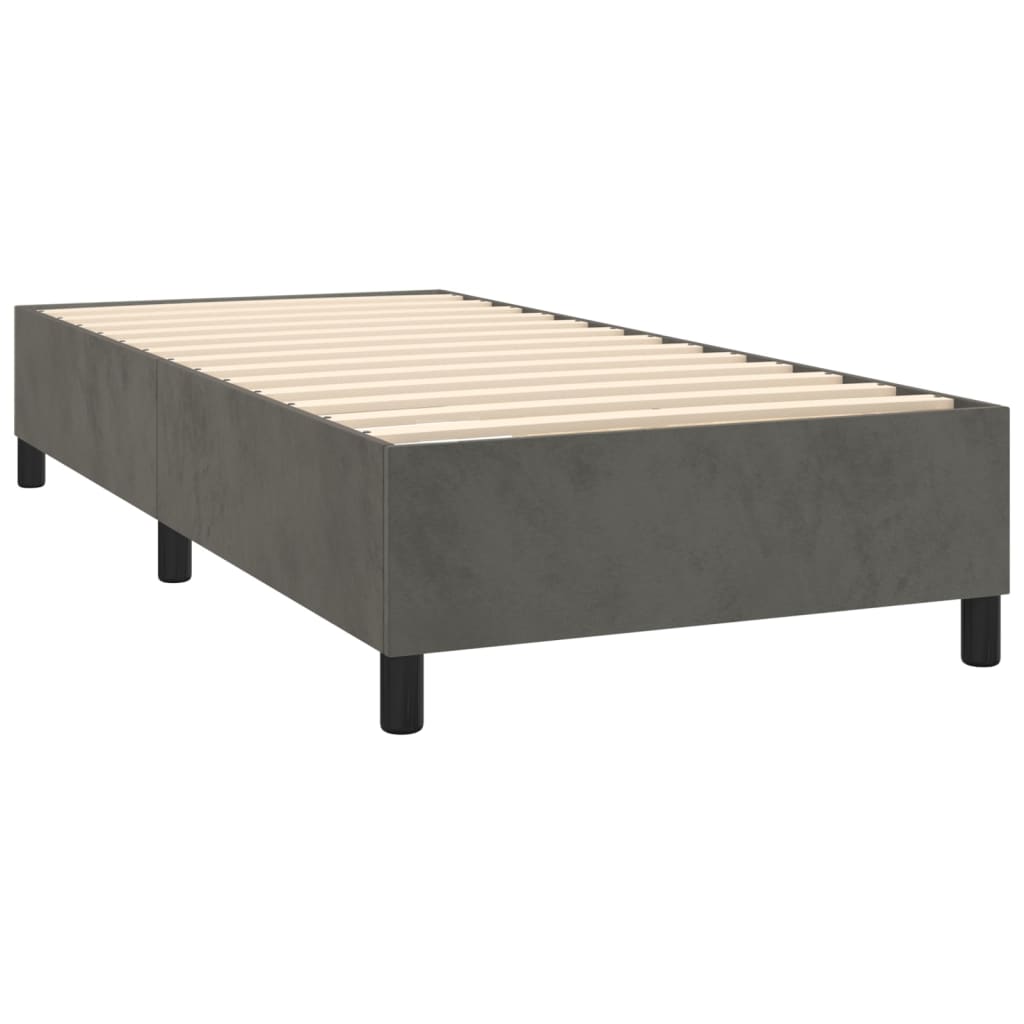 Boxspringframe fluweel donkergrijs 90x190 cm