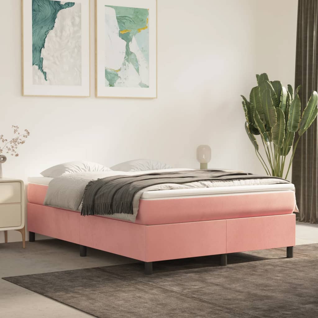 Boxspringframe fluweel roze 140x190 cm