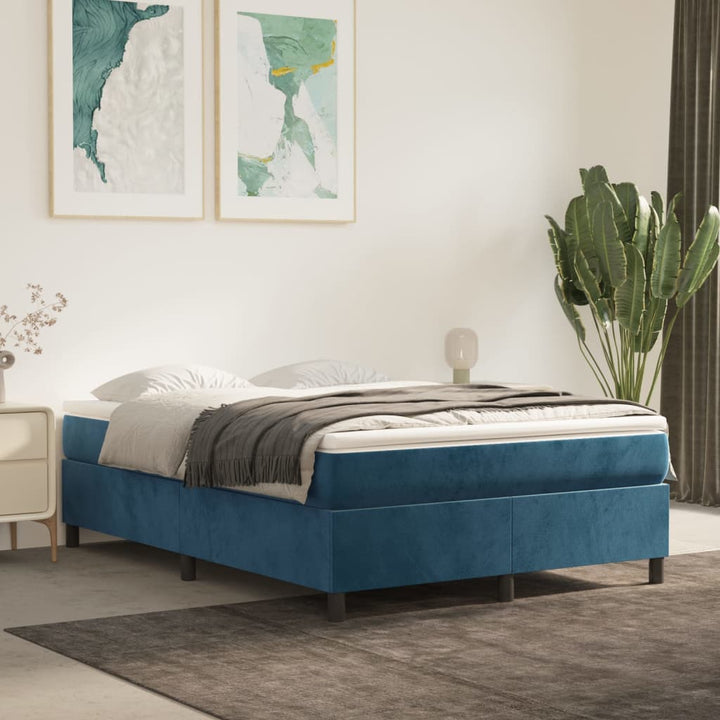 Boxspringframe fluweel donkerblauw 140x200 cm