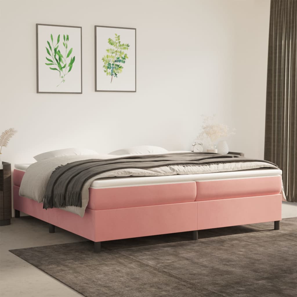 Boxspringframe fluweel roze 200x200 cm