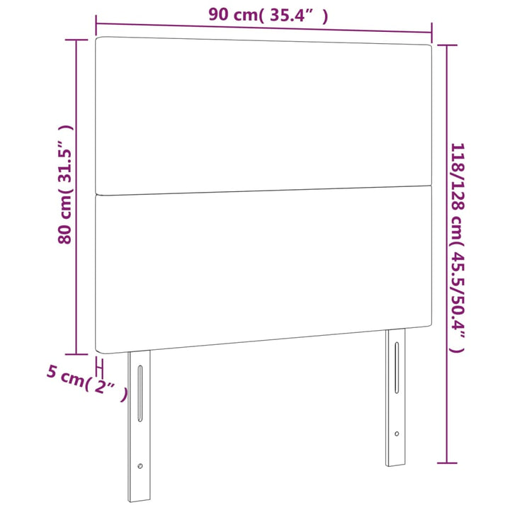 Hoofdborden 2 st 90x5x78/88 cm stof donkergrijs