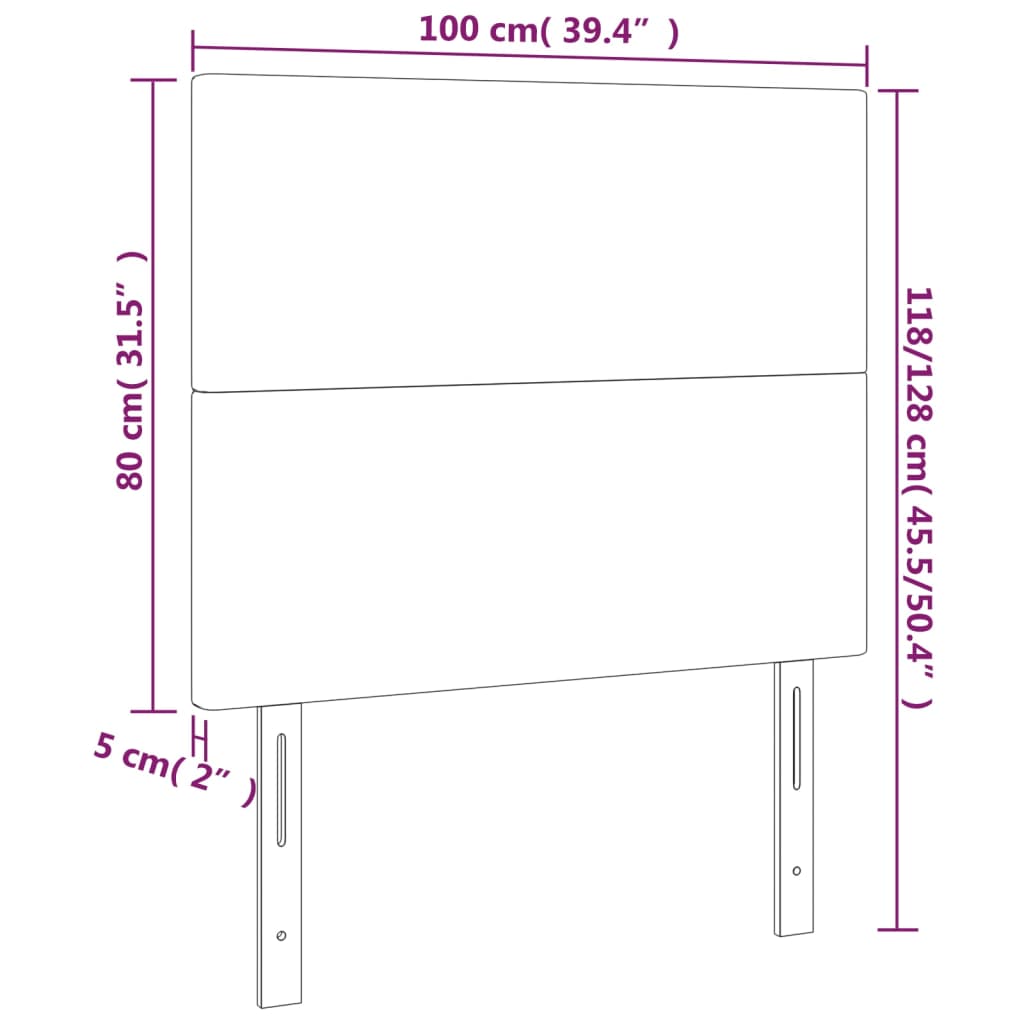 Hoofdborden 2 st 100x5x78/88 cm stof donkerbruin