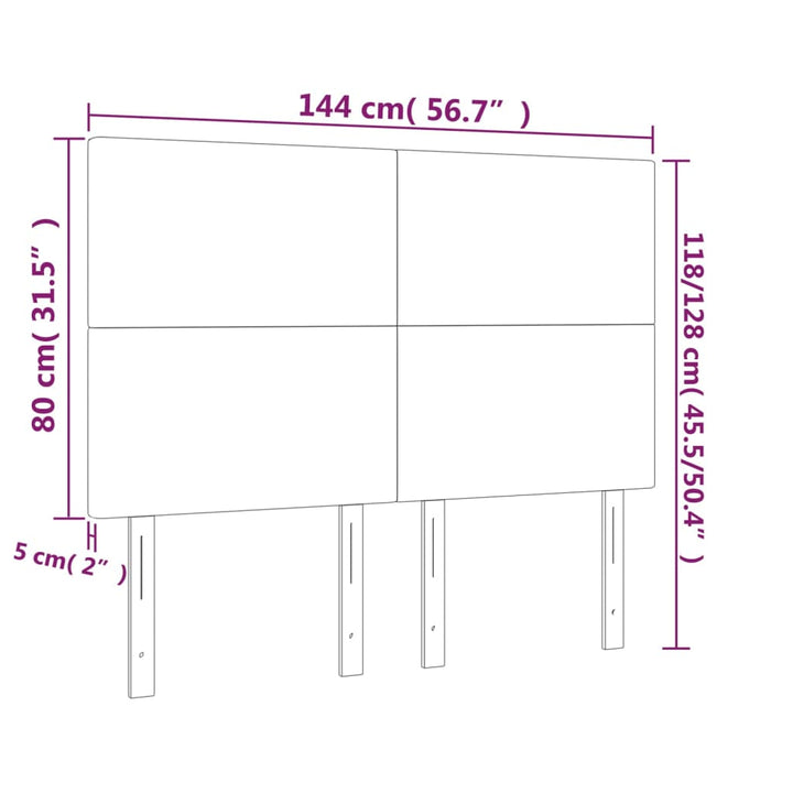 Hoofdborden 4 st 72x5x78/88 cm stof donkergrijs