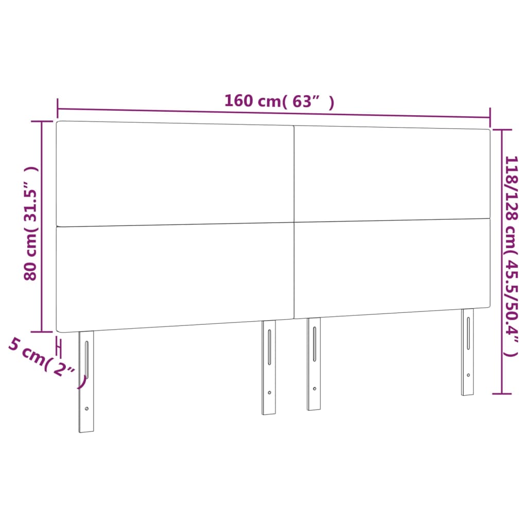 Hoofdborden 4 st 80x5x78/88 cm stof lichtgrijs