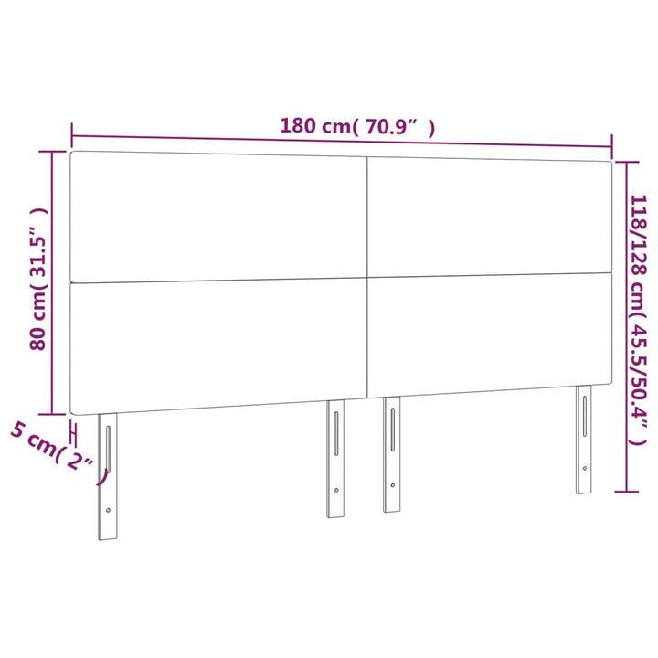 Hoofdborden 4 st 90x5x78/88 cm kunstleer wit