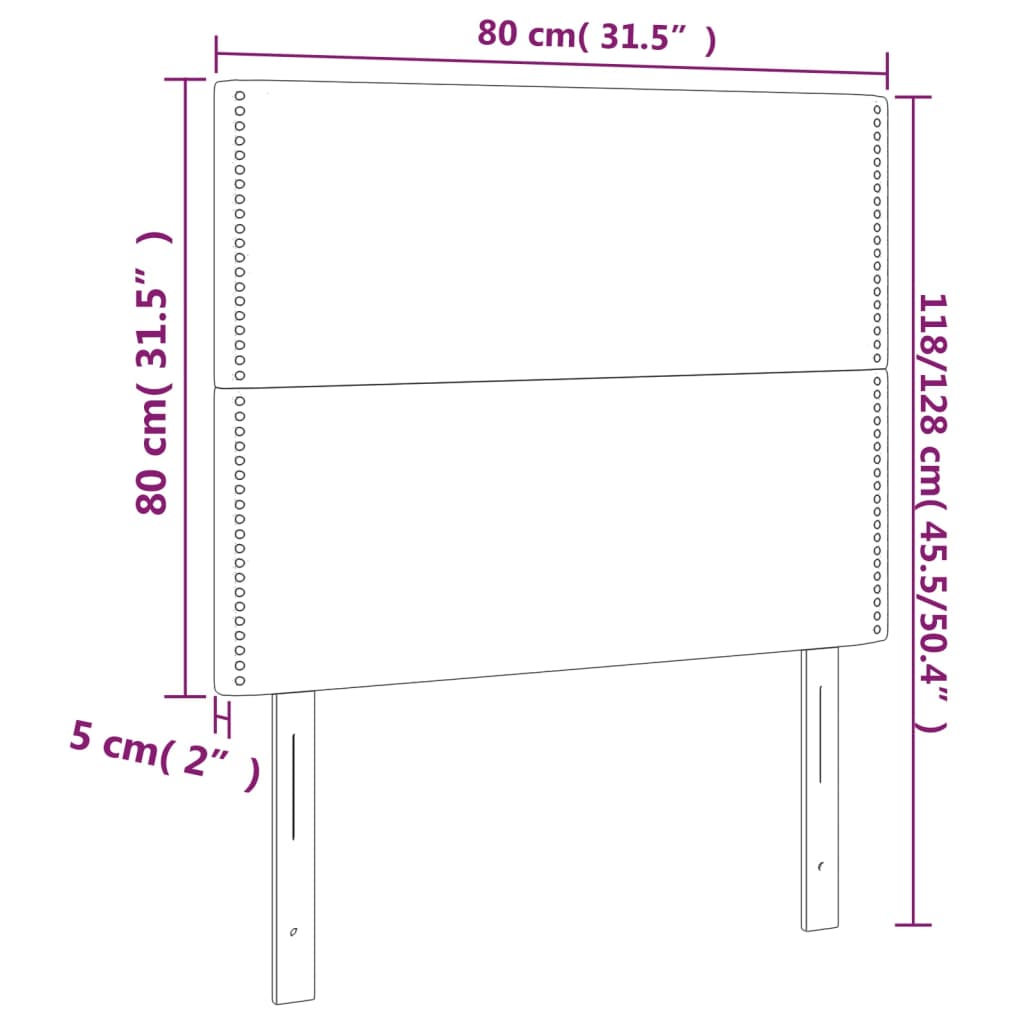 Hoofdborden 2 st 80x5x78/88 cm stof lichtgrijs