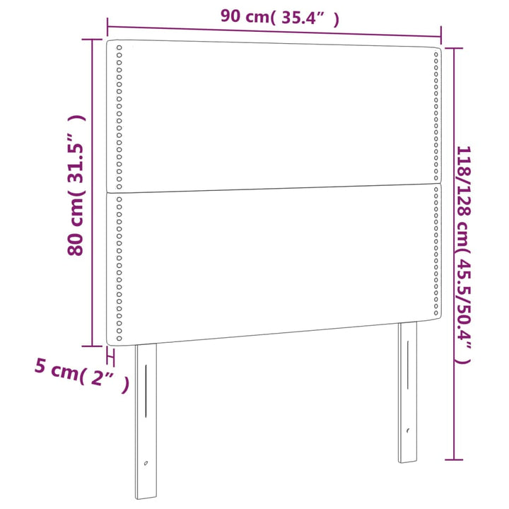 Hoofdborden 2 st 90x5x78/88 cm stof zwart