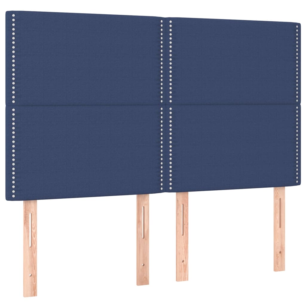 Hoofdborden 4 st 72x5x78/88 cm stof blauw