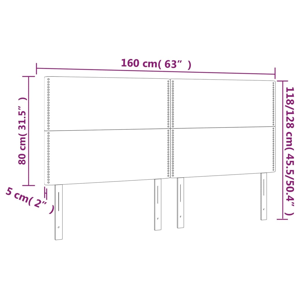 Hoofdborden 4 st 80x5x78/88 cm stof lichtgrijs