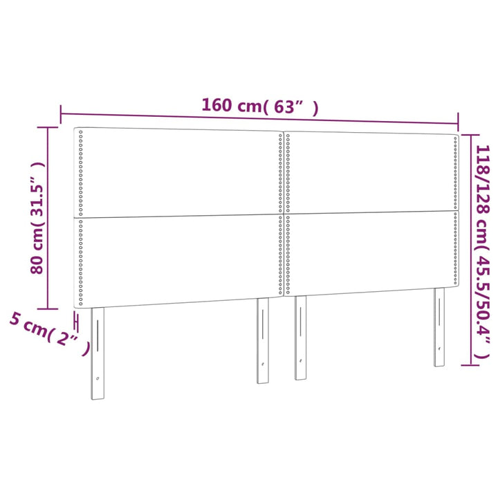 Hoofdborden 4 st 80x5x78/88 cm stof lichtgrijs