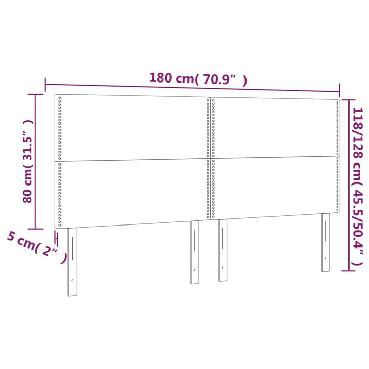 Hoofdborden 4 st 90x5x78/88 cm stof crèmekleurig