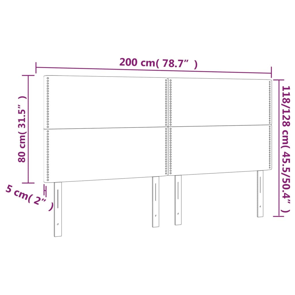 Hoofdborden 4 st 100x5x78/88 cm stof donkergrijs