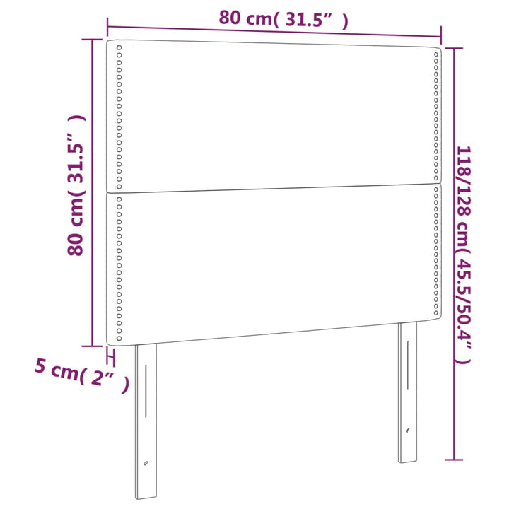 Hoofdborden 2 st 80x5x78/88 cm fluweel lichtgrijs