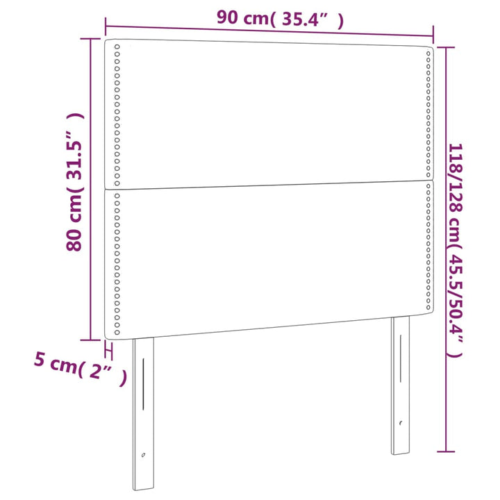 Hoofdborden 2 st 90x5x78/88 cm fluweel donkergrijs