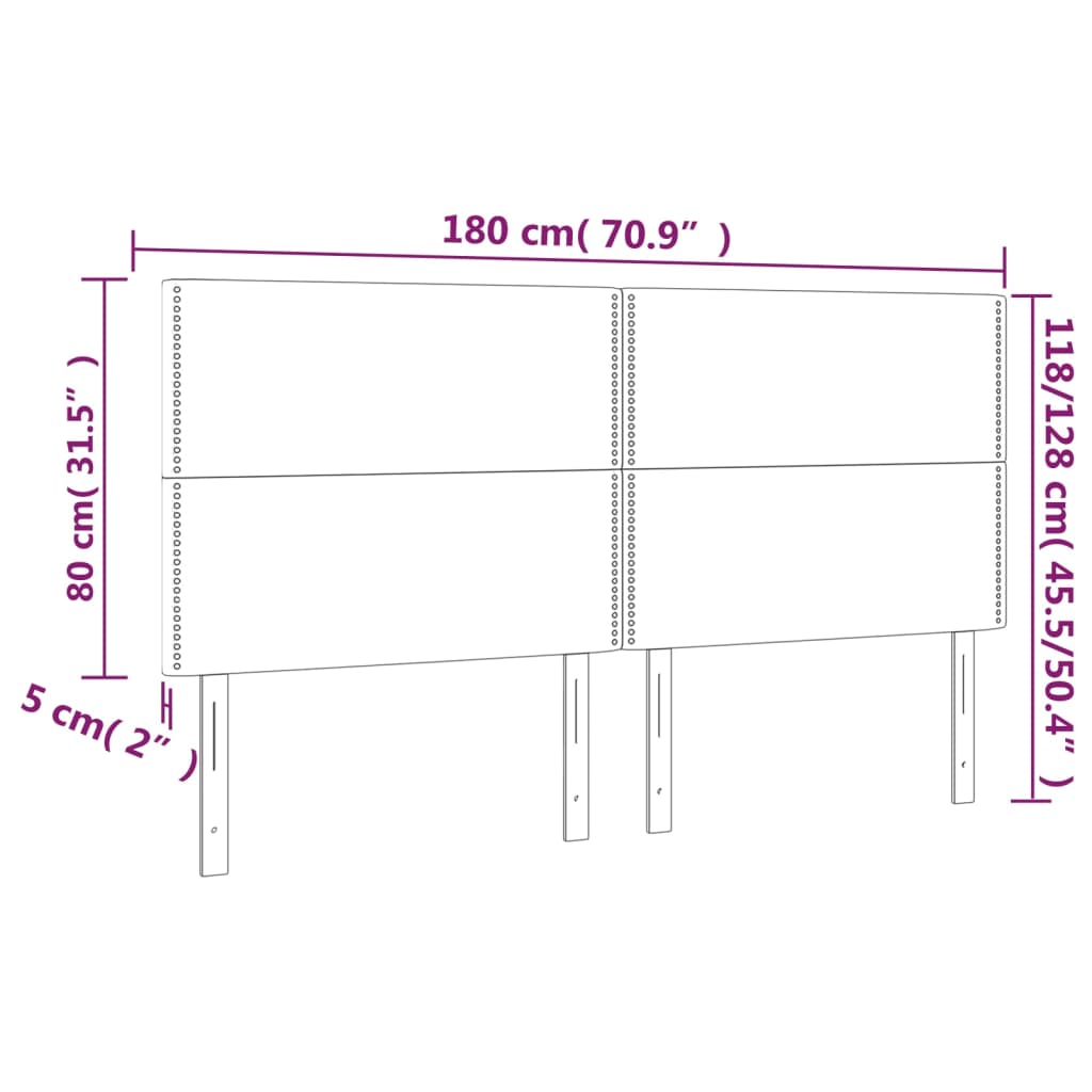 Hoofdborden 4 st 90x5x78/88 cm fluweel lichtgrijs