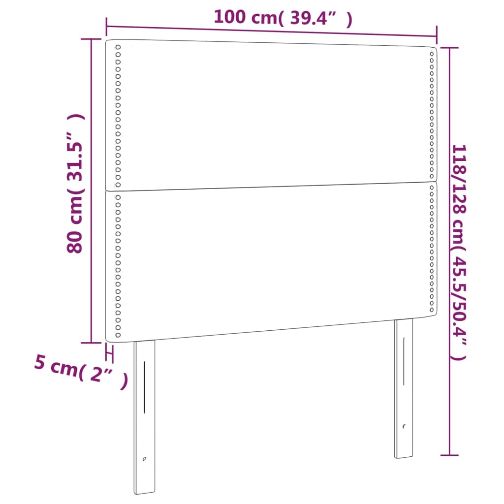 Hoofdborden 2 st 100x5x78/88 cm kunstleer zwart