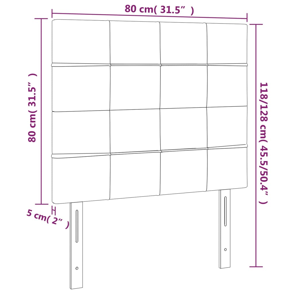 Hoofdborden 2 st 80x5x78/88 cm stof lichtgrijs