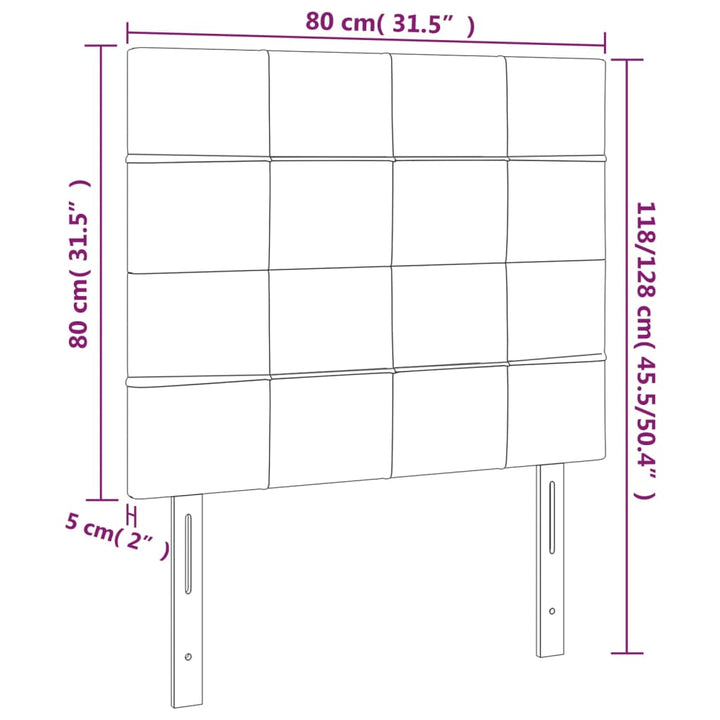 Hoofdborden 2 st 80x5x78/88 cm stof lichtgrijs