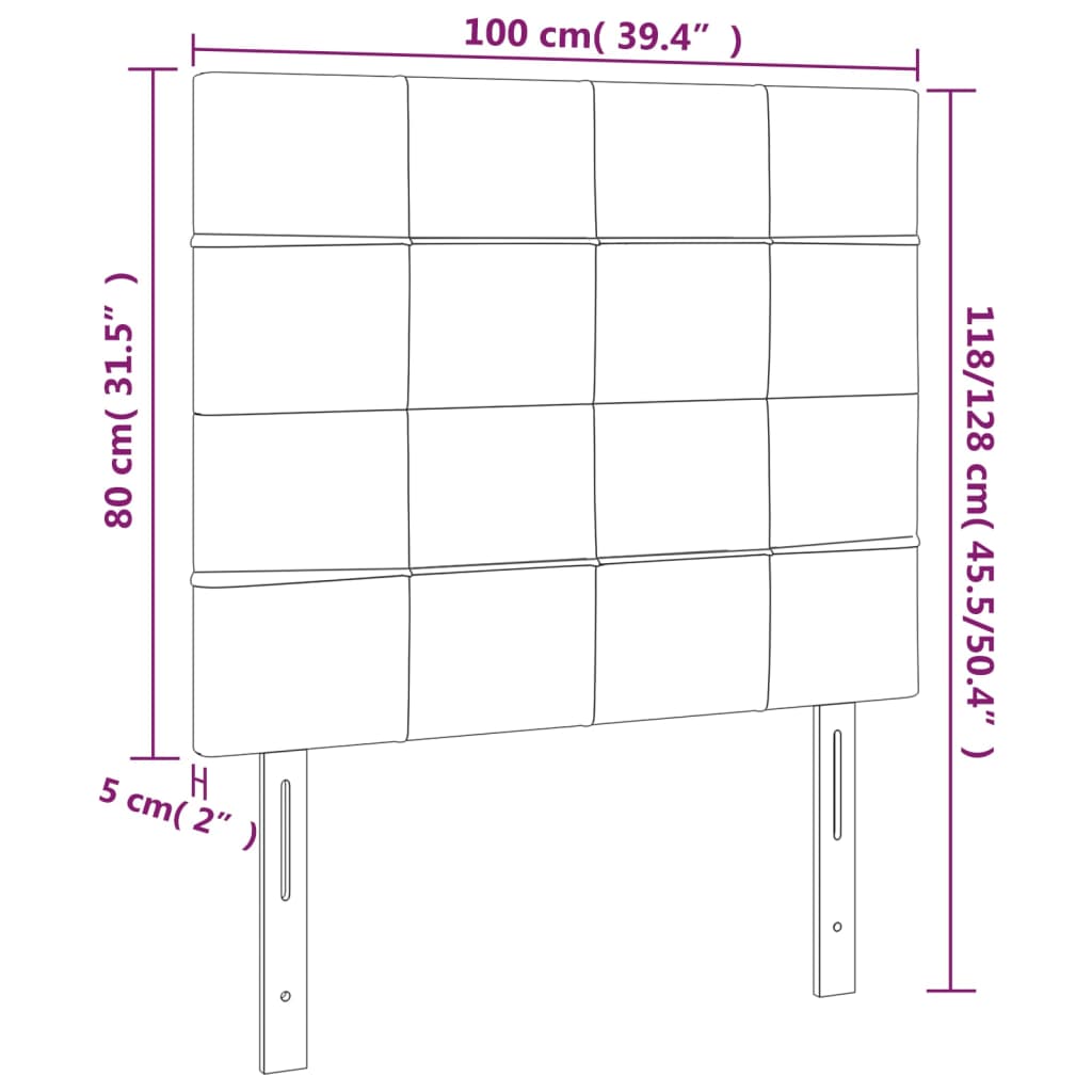 Hoofdborden 2 st 100x5x78/88 cm stof blauw