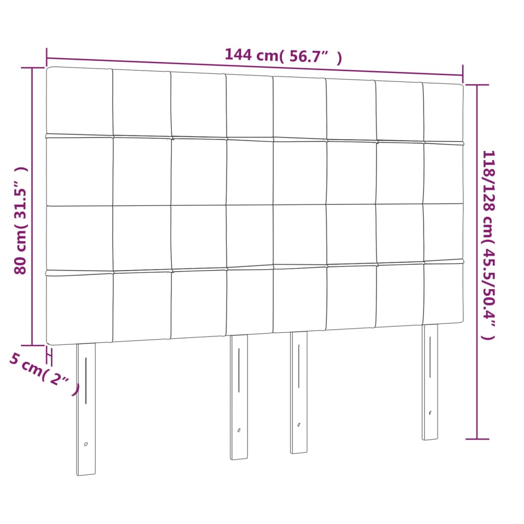 Hoofdborden 4 st 72x5x78/88 cm stof lichtgrijs