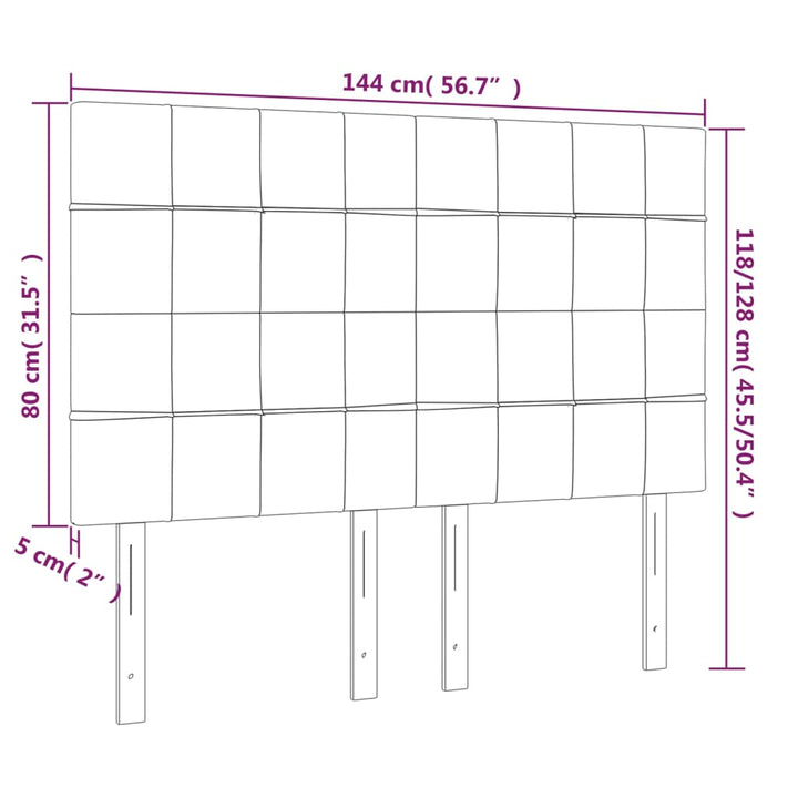 Hoofdborden 4 st 72x5x78/88 cm stof lichtgrijs