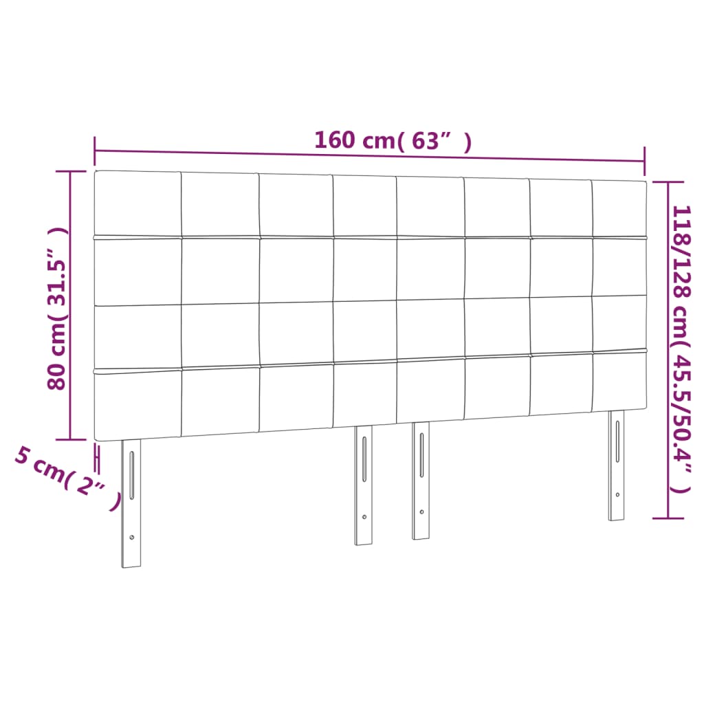 Hoofdborden 4 st 80x5x78/88 cm stof lichtgrijs