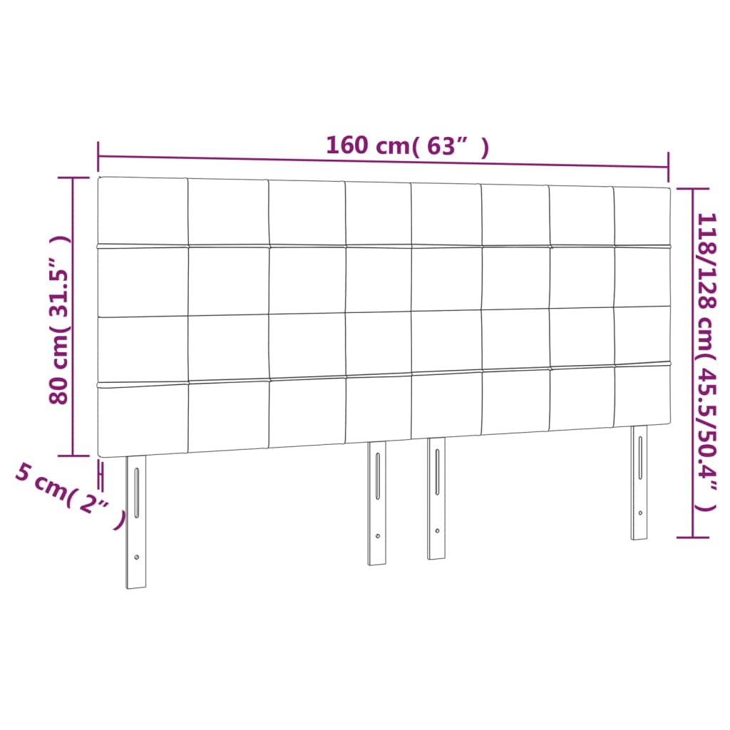 Hoofdborden 4 st 80x5x78/88 cm stof donkergrijs