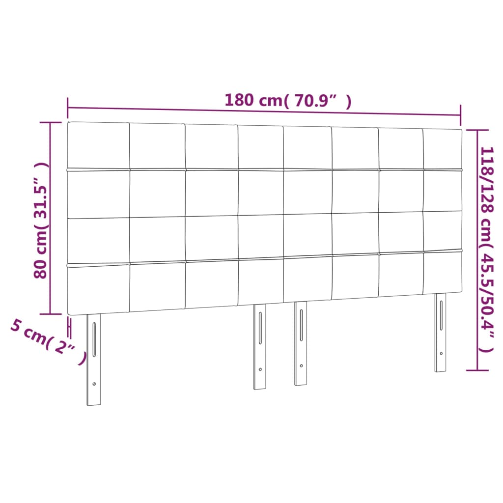 Hoofdborden 4 st 90x5x78/88 cm stof zwart