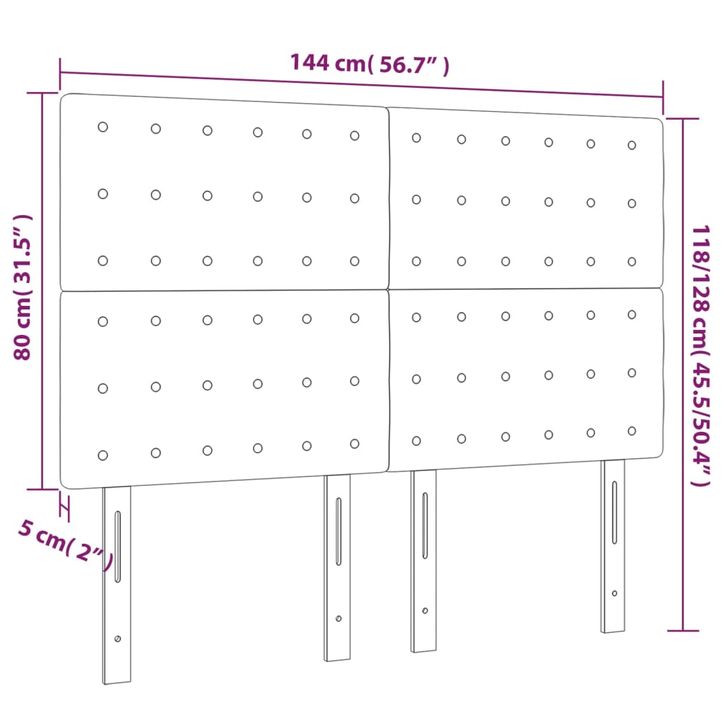 Hoofdbordem 4 st 72x5x78/88 cm kunstleer zwart