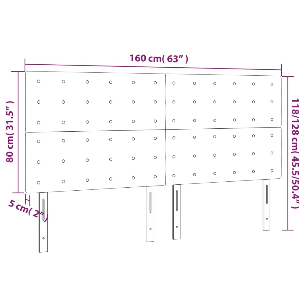 Hoofdborden 4 st 80x5x78/88 cm kunstleer zwart