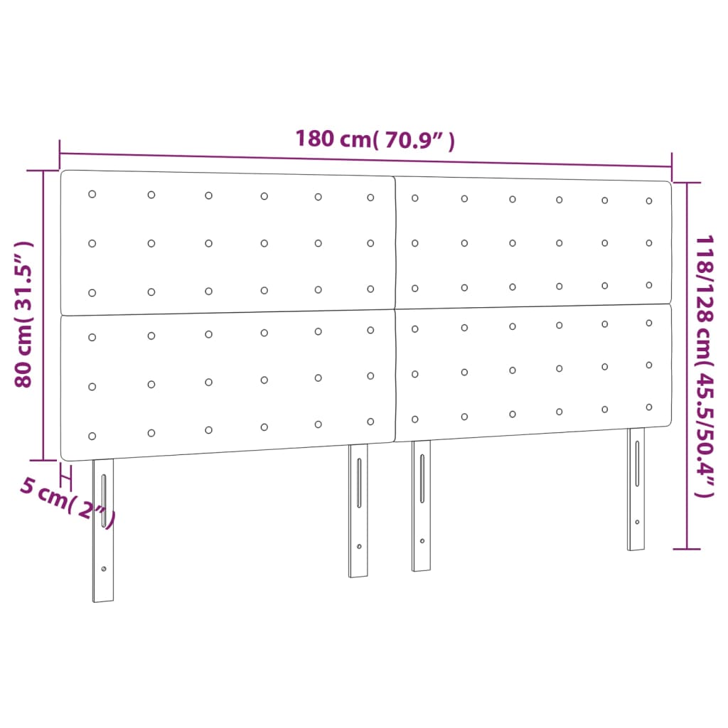 Hoofdborden 4 st 90x5x78/88 cm kunstleer zwart