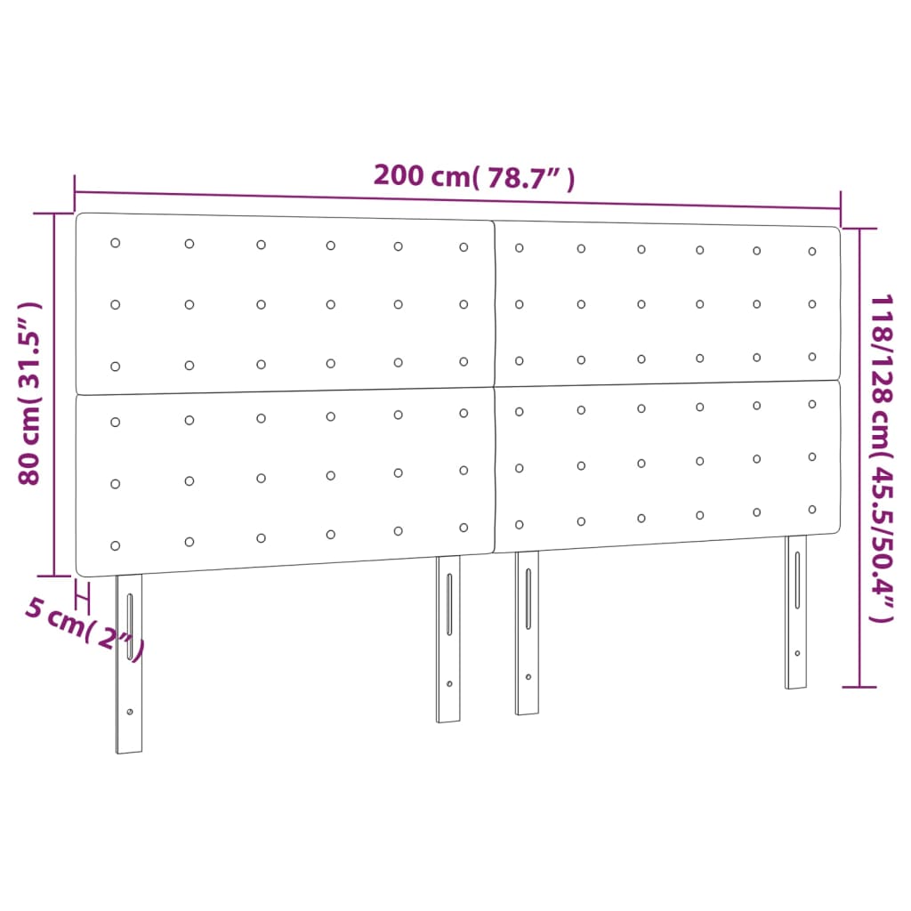 Hoofdborden 4 st 100x5x78/88 cm kunstleer zwart