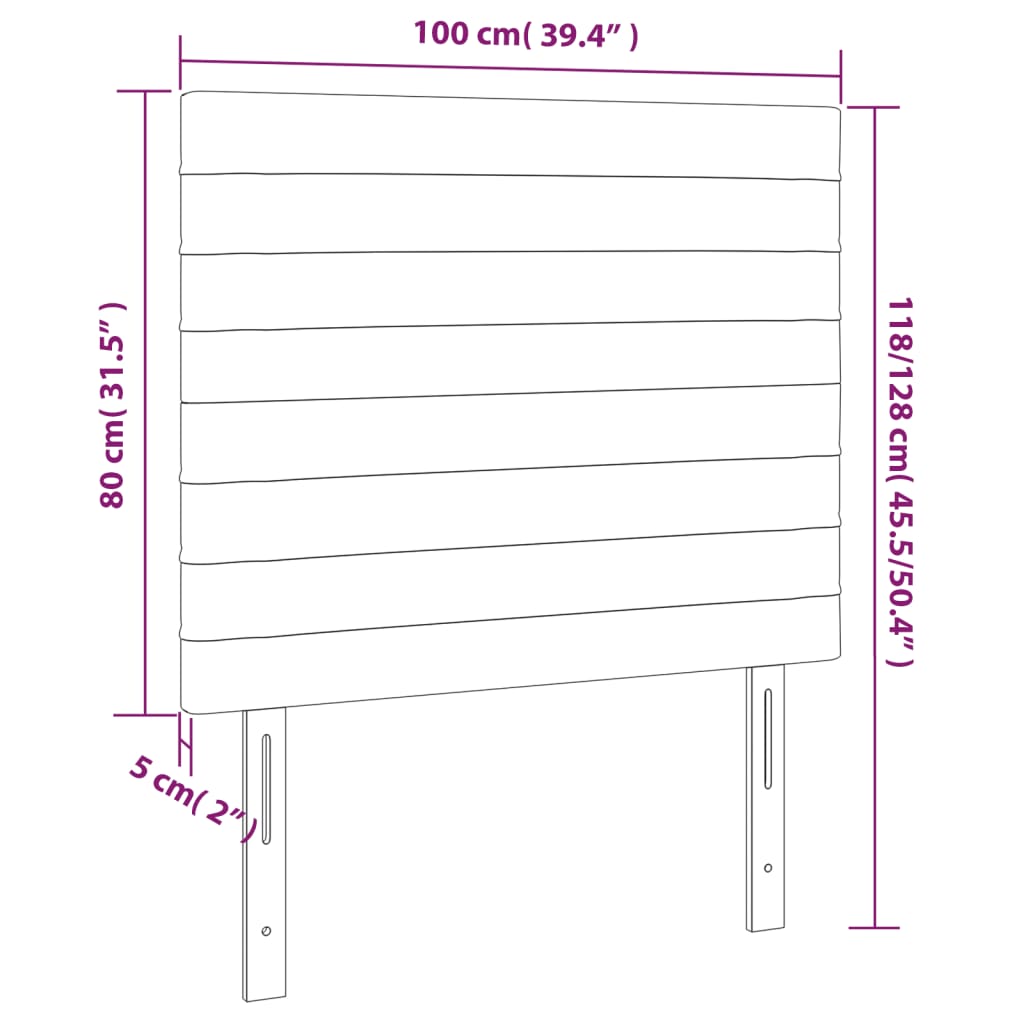 Hoofdborden 2 st 100x5x78/88 cm stof donkergrijs