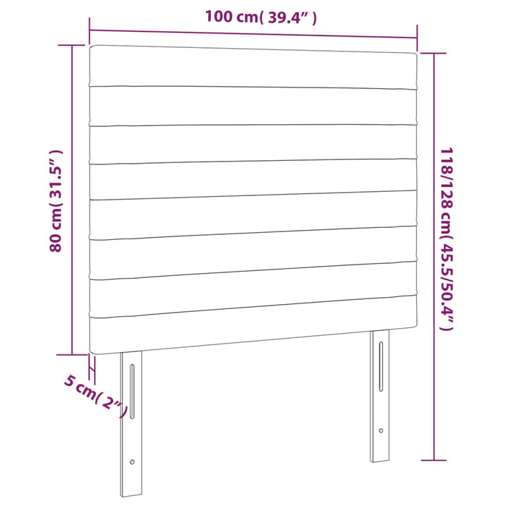 Hoofdborden 2 st 100x5x78/88 cm stof zwart