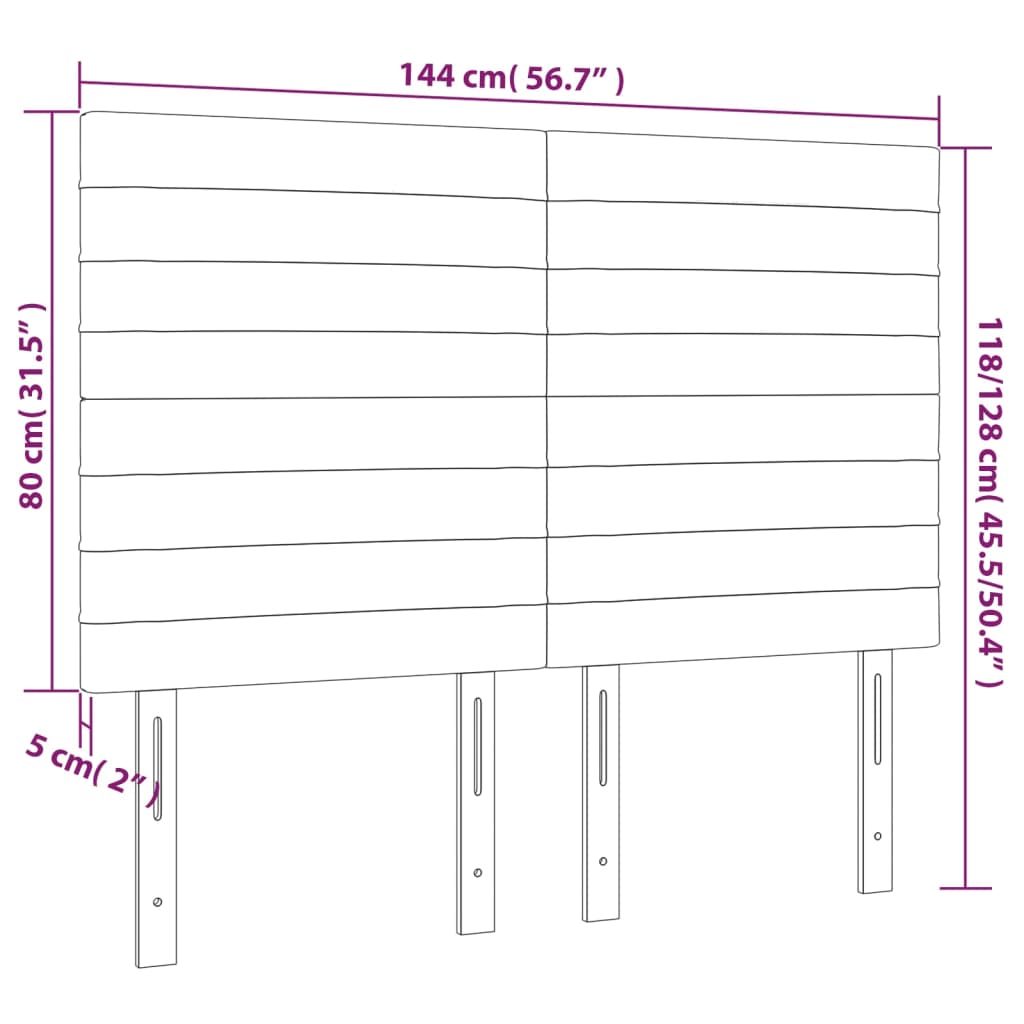 Hoofdborden 4 st 72x5x78/88 cm stof donkergrijs