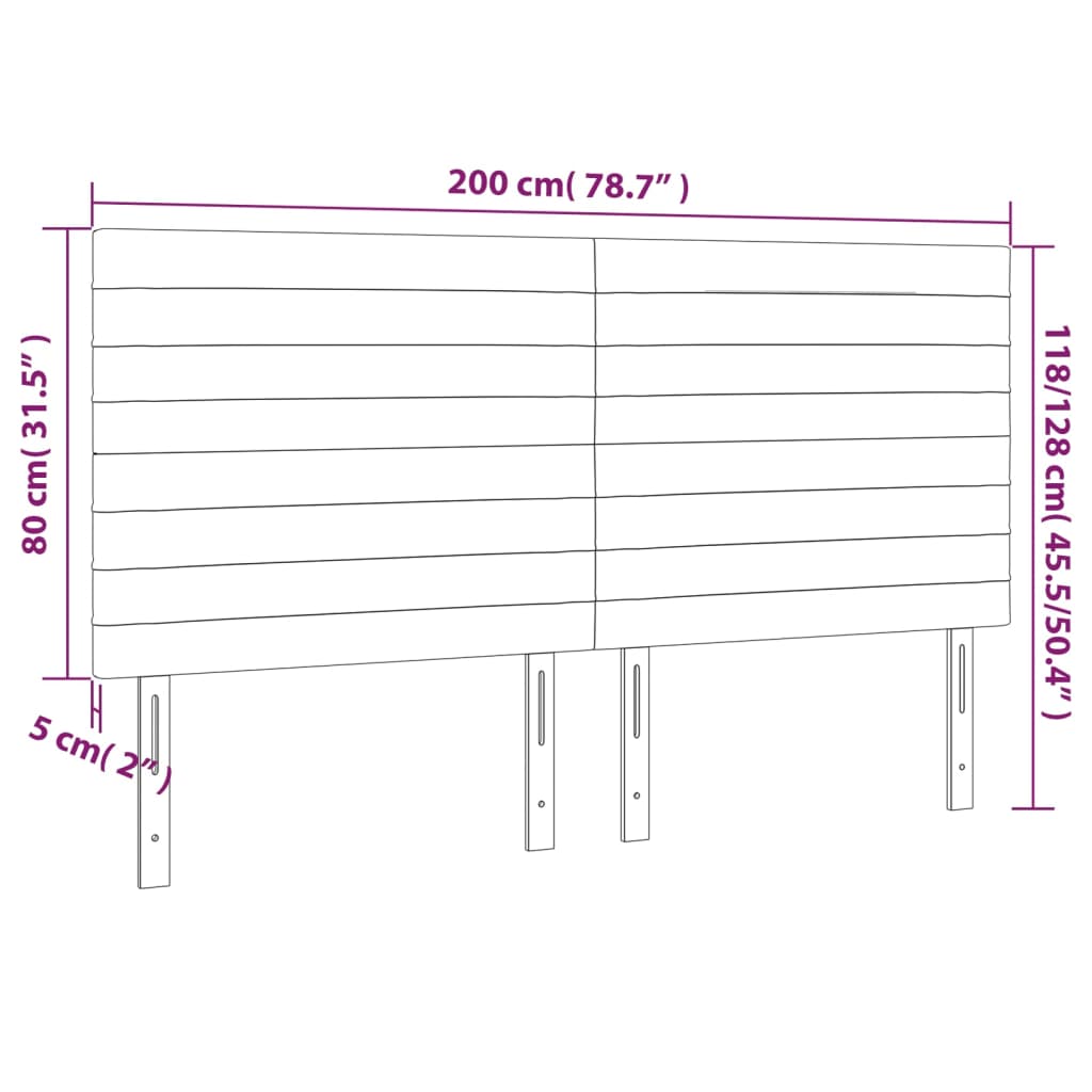 Hoofdborden 4 st 100 x 5 x 78/88 cm stof lichtgrijs