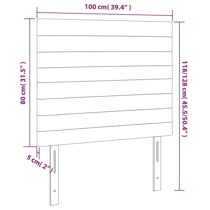 Hoofdborden 2 st 100 x 5 x 78/88 cm fluweel lichtgrijs