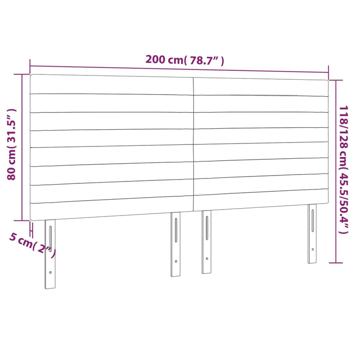 Hoofdborden 4 st 100x5x78/88 cm fluweel donkergrijs